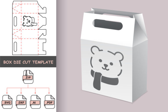 Bag with Stenciled Bear Die Cut Template and Print Templates