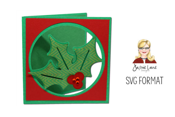Holly Circle Window Card: A Christmas Design Asset
