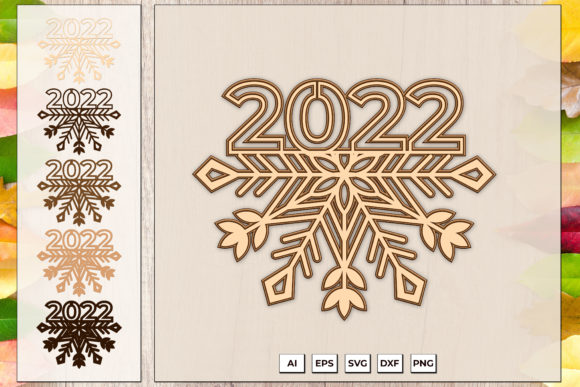 Layered 2022 Snowflake SVG for Shadow Boxes