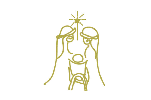 Nativity Scene Line Art for Christmas Branding
