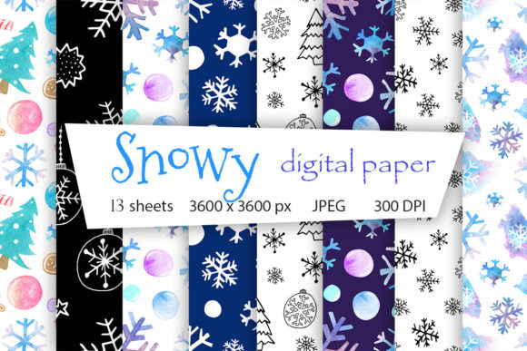 Snow Digital Paper Winter Patterns Review